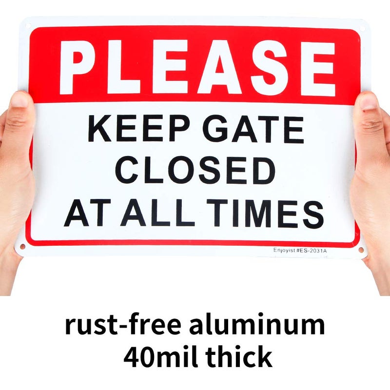 Enjoyist 2-Pack Please Keep Gate Closed At All Times Sign 10"x 7" .04" Aluminum Reflective Sign Rust Free Aluminum-UV Protected and Weatherproof - Image 3